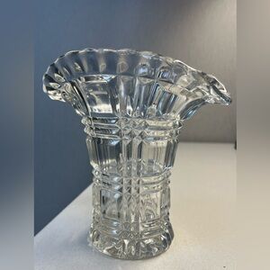 MCM Tchecoslovaquie Czechoslovakia Cut Glass Vase (basket weave)